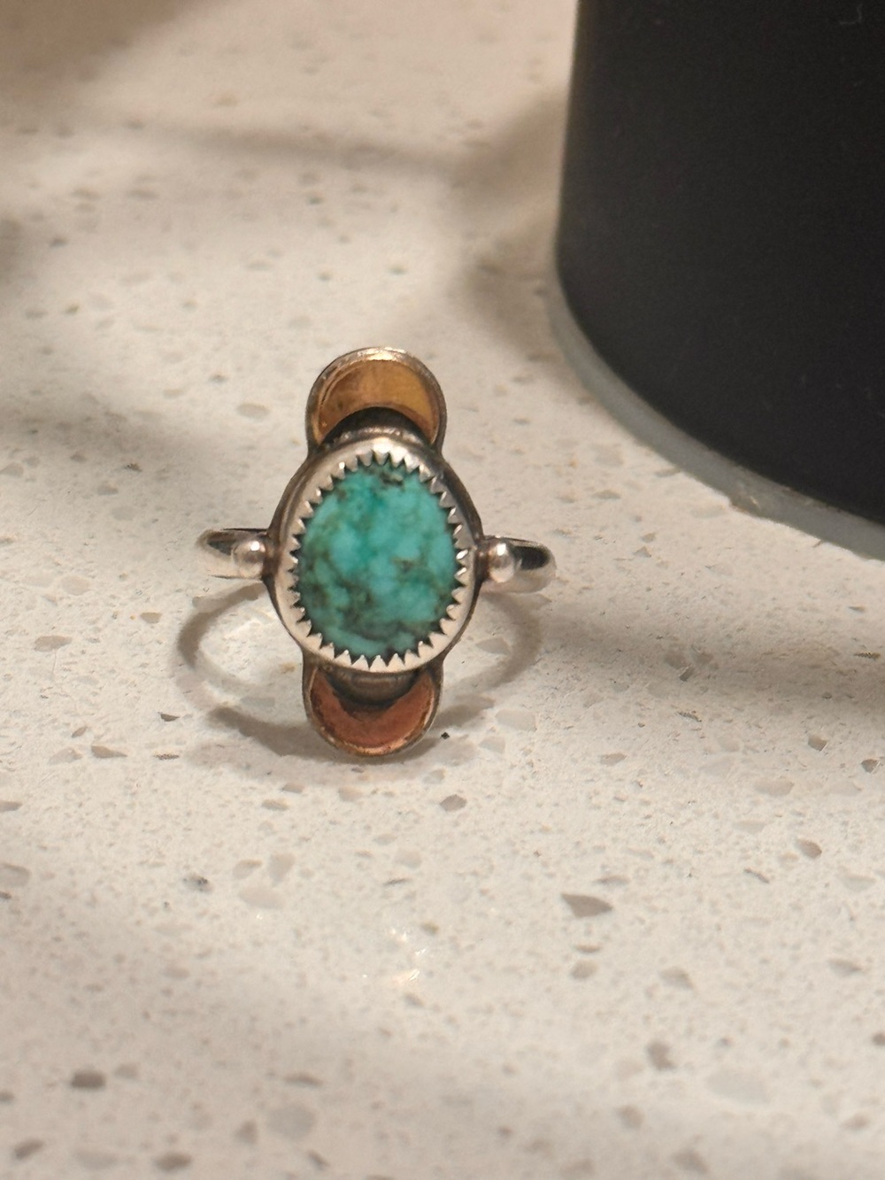 Vintage 925 Sterling Silver Turquoise Ring Signed Size 7